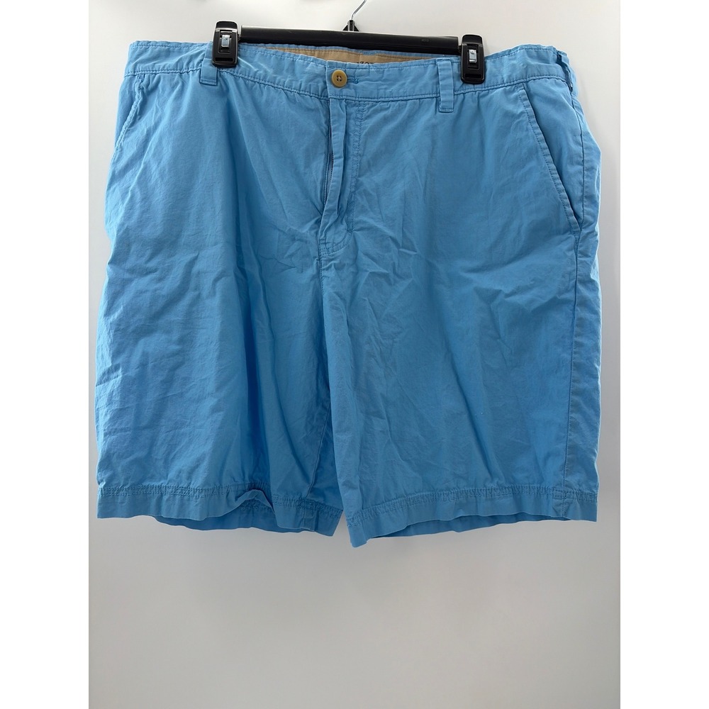 Izod Saltwater Mens Blue Flat Front Cotton Shorts Size 40 Inseam 9.5